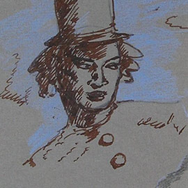 35. James Drummond Herbert (1896 – 1970), <i>Top Hat</i>, Watercolor, 5" x 3"