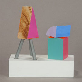 <i>A Chance Meeting (4837) <i>, Chance, 2014, Left: , polychrome wood, 5.5" x 3." x 2.5", Sure Bet, 2013, Right:  , polychrome wood, 3.75" x 2.25" x 1.75"