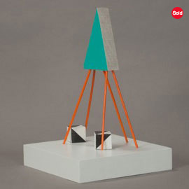 <i>Tree With Dice, 2014 (4771)</i>: Tree, 2014</i>, polychrome wood, 12.75" x 7.75" x 5"; <i>Dice, 2009</i>, polychrome wood, 1" x 1" x 1"