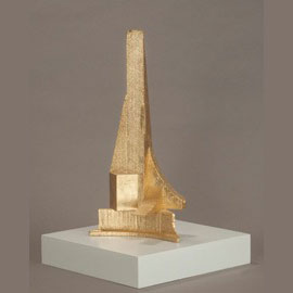 <i>Tilted Ingot, 2010</i>, Back:Gold metal leaf paint 13.75" x 7" x 6"