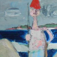 Florence Leif (1913 – 1968), Afternoon Figures near the Ocean, 1957, oil on canvas 26” x 36”