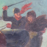 Harold Breul (1889 – 1965), Winter Sleigh Ride, watercolor  12” x 18”