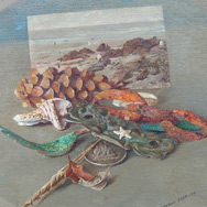 Gordon Peers (1909 – 1988), Found Objects, 1942, oil on canvas 8” x 10”