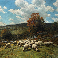G.A. Hays (1854–1945), SLR, Oil on Canvas, 24” x 30”, Sheep in the October, 1924