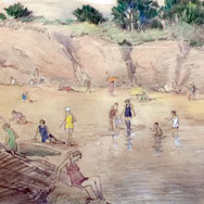 Robert Nisbet (1879 – 1961), Swimmers, Watercolor 8” x 10”