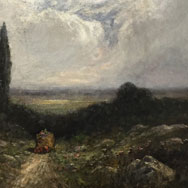 George Whitaker (1840 – 1916), The Hayride, Oil on Canvas 26” x 36”