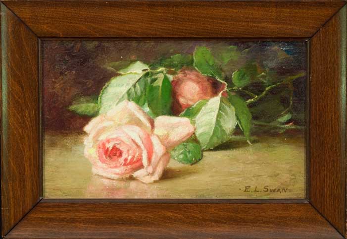 12. EMMA SWAN (1853 - 1927), “Rose”, Oil on Canvas 6” x 10”