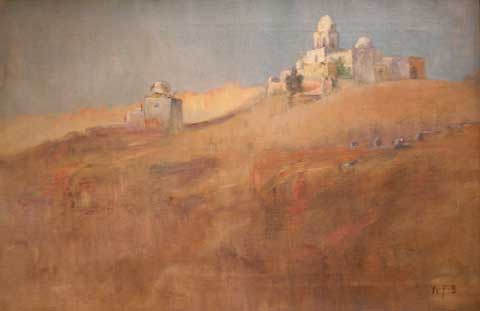 3H. WALTER F. BROWN (1853 - 1921), “ Orientalist View “ circa 1882, Oil on Canvas 16” x 24”