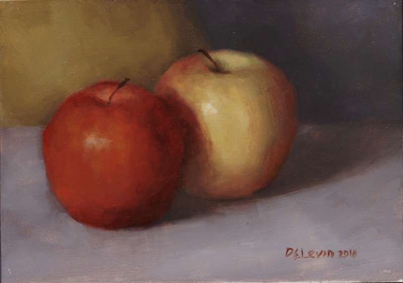 18. Two Small Apples, Oil on Panel, 5" x 7"