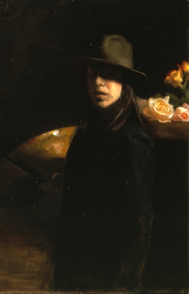 22. Self Portrait with Flowers, Oil on Canvas, 26" x 18"