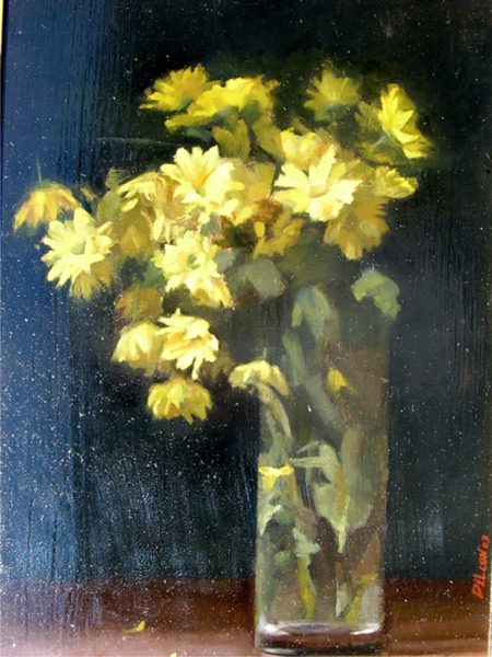 9. Yellow Daisies, Oil on Panel, 19" x 13.25"