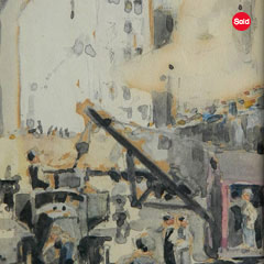 John Aldrich 20th C, Watercolor 4" x 6", Busy World, $300.