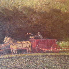 Charles Henry Springer (1857 – 1920), Onloading, 1911, Oil on Canvas 10" x 20", $1,800.