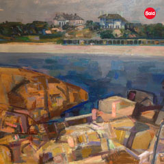 Gordon Franklin Peers (1909 – 1988), SLLR 1960, Oceanside-Beacon Rock, Oil on Canvas 24" x 28", * Purchased many moons ago, the owner is passing on his treasure, $1,500.