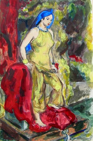 14. Diaphanous Gold, Watercolor, 12" x 8"