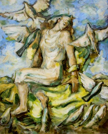 17. Venus and her Doves, Oil on Board, 20" x 16"