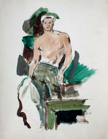 3. Sailor, Watercolor, 14" x 11"