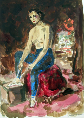 6. Dancing Slippers, Watercolor, 13" x 11"