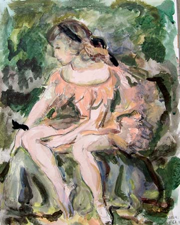 8. First Ballet Shoes, Watercolor, 13.5" x 10"