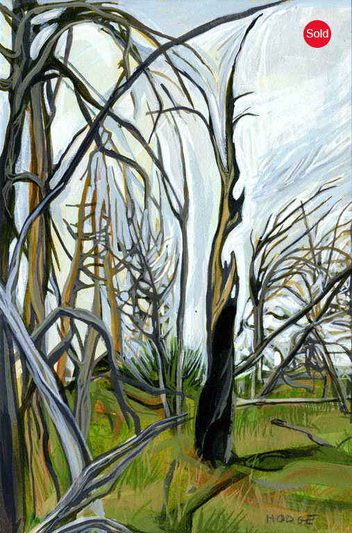 Fire Trees  2, 2012, Gouache/paper, 7x5