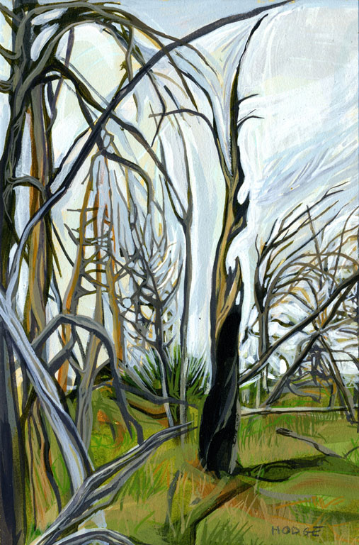 Fire Trees  2, 2012, Gouache/paper, 7x5