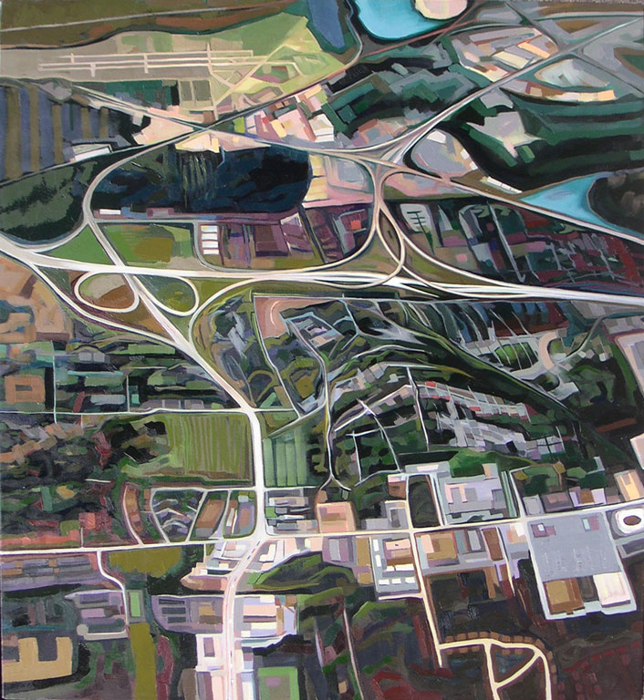 Kathy Hodge, Birdseye View, Oil on Canvas 36” x 33”