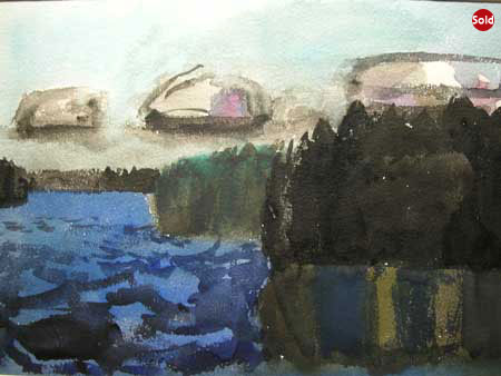 16. Florence Leif (1913 - 1968), Watercolor 10" x 14", Peninsula, Belgrade Lake
