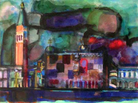 17. Florence Leif (1913 - 1968), Watercolor 12" x 15", Campanile Venice, Italy