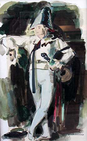 18. James Drummond Herbert (1898 - 1970), Watercolor 12" x 7", Joe with Mandolin