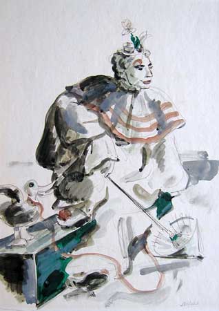 19.James Drummond Herbert (1898 - 1970), Watercolor 12" x 7", Joe with Duck