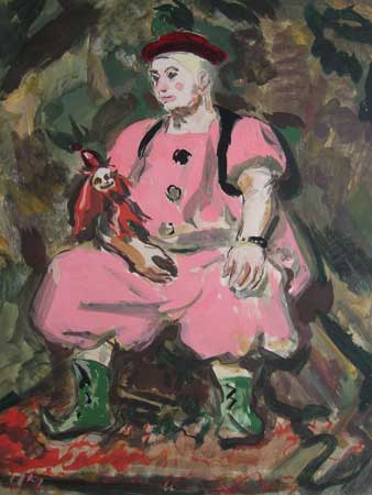 20.James Drummond Herbert (1898 - 1970), Watercolor 10.5" x 14", Pink Clown