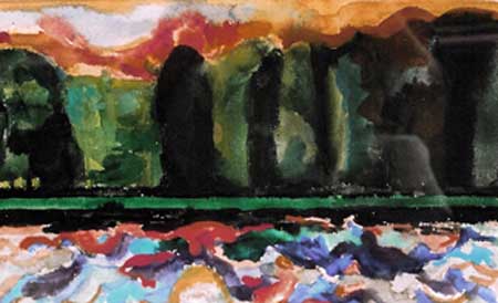 22. Florence Leif (1913 - 1968), Watercolor 12" x 15", Dark Pines, Belgrade Lake