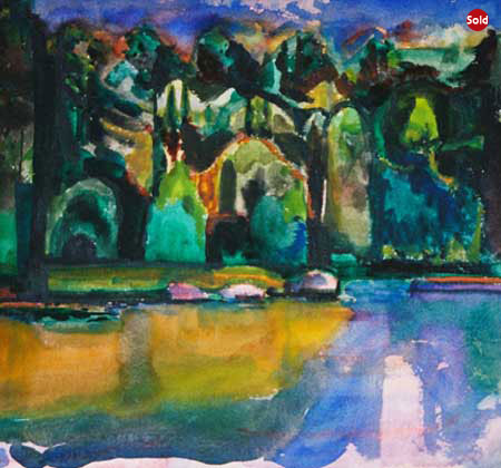 23. Florence Leif (1913 - 1968), Watercolor 12" x 15", Forest Edge