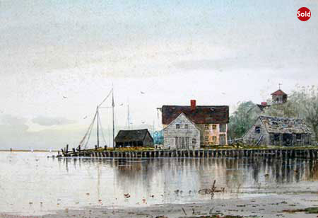3. S.R. Chaffee (1850 - 1920), Watercolor 12" x 16 1/2", Low Tide