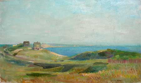 Beach House III, circa 1938, oil on canvas, 15" x 26"