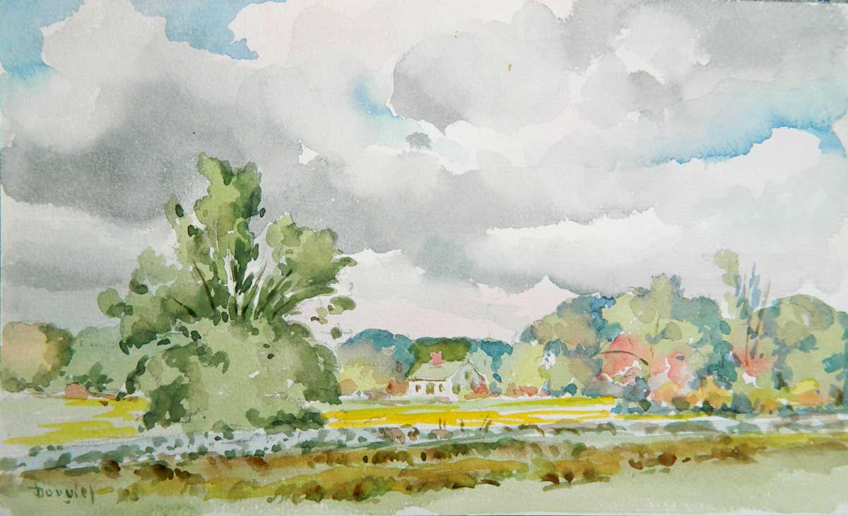 30.ARTHUR DOUGLAS (1860 - 1949) “Home in the Evening”, Watercolor 5.5” x 9”