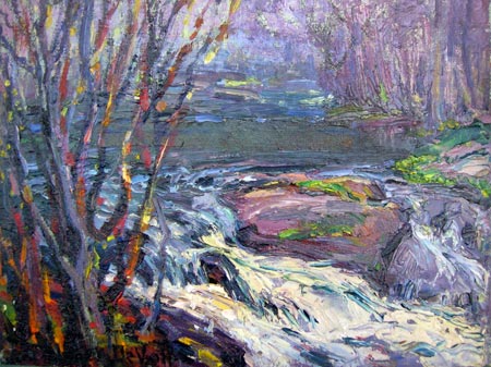 12. Rushing River, Oil on Canvas 10 1/2" x 8 1/2"