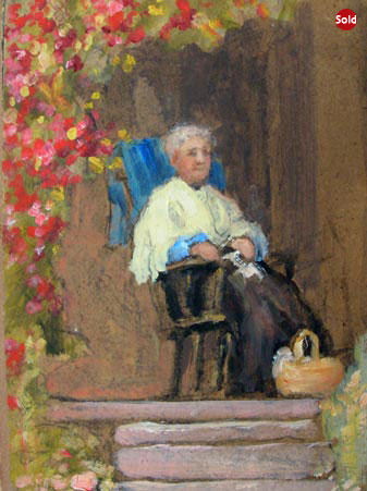4. On the Porch, Oil on Board 6" x 9"