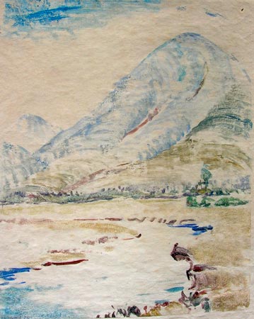 11. Looking to the Mountains, Monoprint 12" x 9"