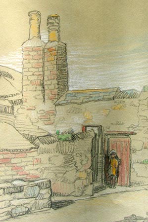 6. St. Ives Cornwall, Crayon Drawing 14" x 11"