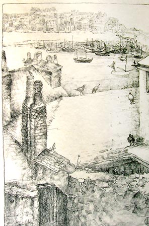7. St. Ives Cornwall, Lithograph 10.5" x 7"