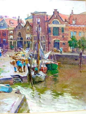4. Boats at Shore, Honfleur - France, Watercolor 8" x 10"